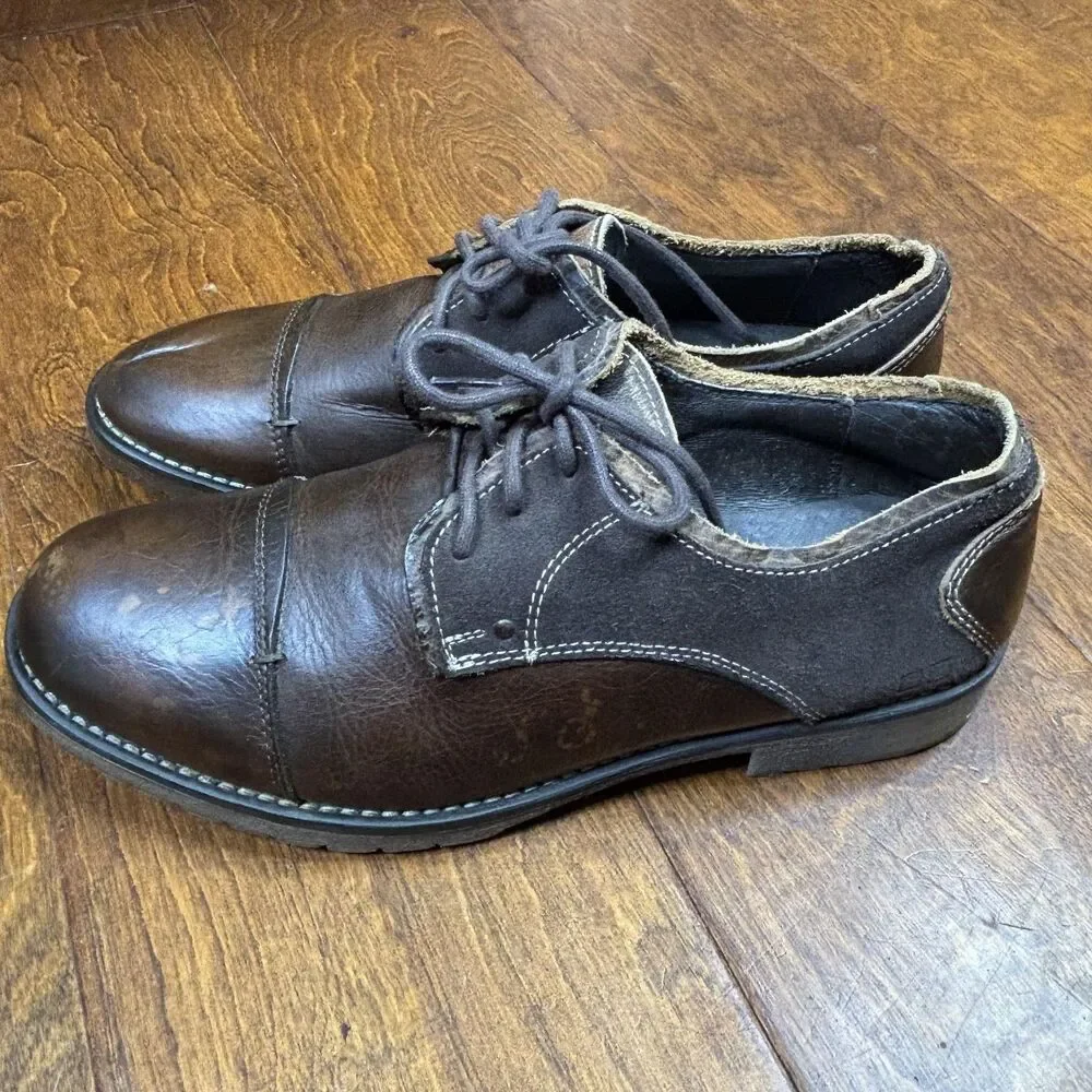 Bed Stu Shoes‎ Mens Size 9.5 Brown Leather Suede Cap Toe Oxford Lace Up Casual